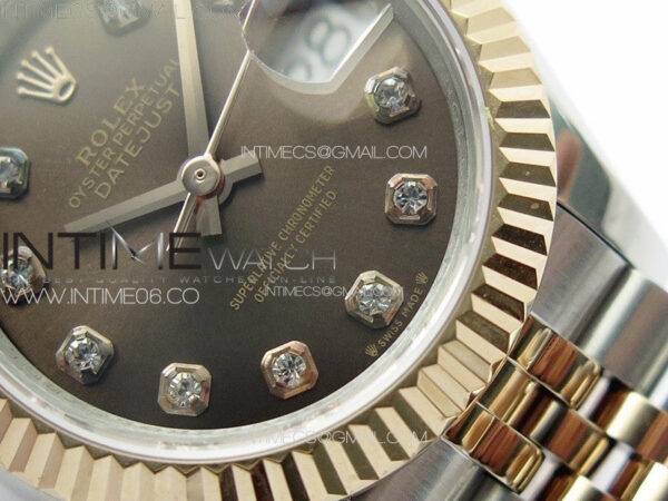 Datejust 28mm 279179 SS/RG APSF Best Edition Brown Dial Crystals Markers on SS/RG Jubilee Bracelet NH05 – Bild 5