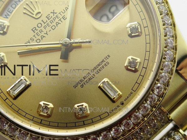 Day-Date 36 128235 YG/Crystal BP Best Edition YG Crystal Marker Dial on YG President Bracelet A2836 – Bild 5