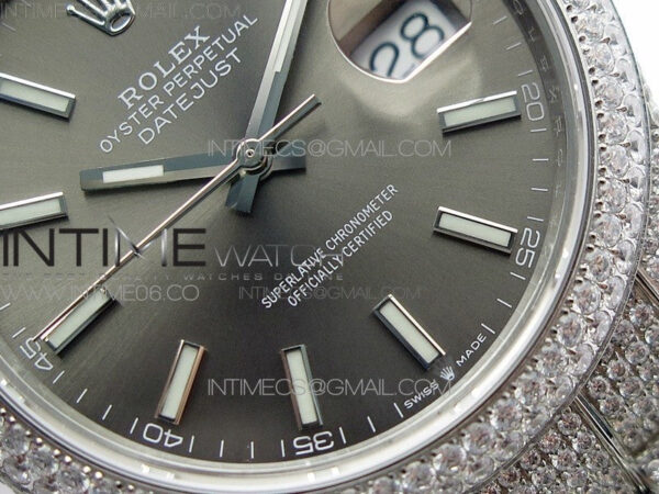 DateJust 41 126334 904 Full Paved Diamonds BP Best Edition Gray Dial Sticks Markers on Oyster Bracelet A2824 – Bild 5