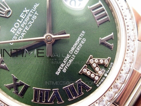 Datejust 31mm 278275 RG Dia Bezel BP Best Edition Green Roman Markers Dial @6 Dia on RG President Bracelet – Bild 6