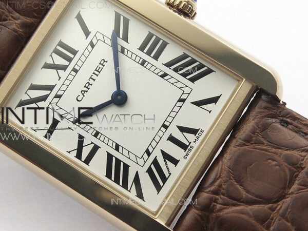Tank Solo Ladies 28mm RG K11F 1:1 Best Edition White Dial on Brown Croco Leather Strap Ronda Quartz – Bild 5