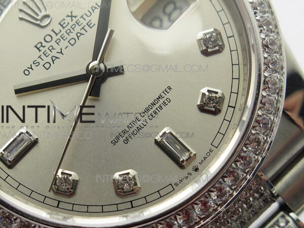 Day-Date 36 128239 SS/Crystal BP Best Edition Silver Crystal Markers Dial on SS President Bracelet A2836 – Bild 5