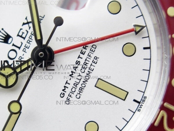 Vintage GMT Master 6542 Black/Red Bezel B12 White Dial on SS Bracelet A2836 – Bild 5