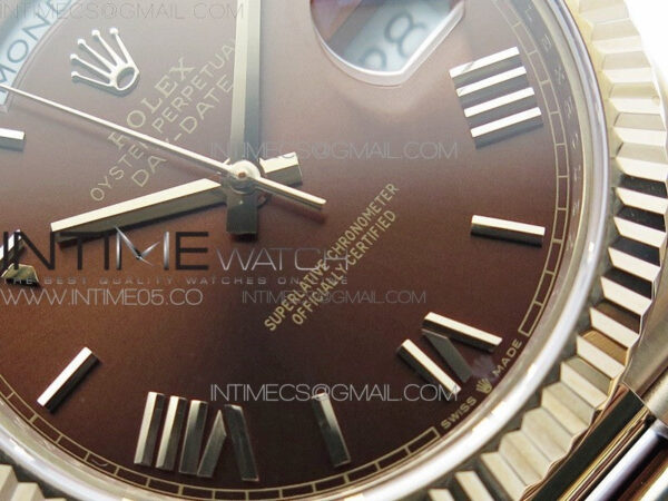 Day-Date 40mm 228239 BP New Dial Version 904 RG Brown Roman Markers Dial on RG President Bracelet A2836 – Bild 5