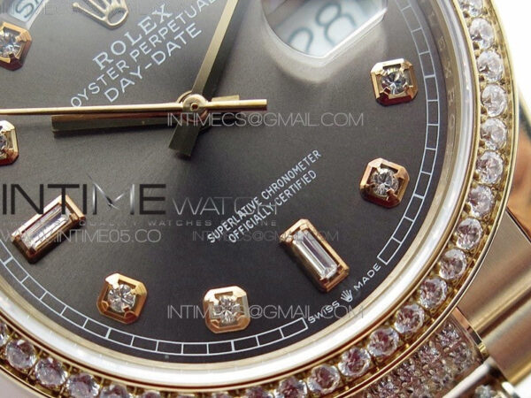 Day-Date 36 128235 RG/Crystal BP Best Edition Gray Crystal Marker Dial on RG President Bracelet A2836 – Bild 5