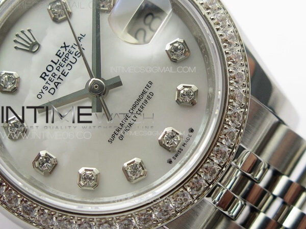 Datejust 28mm 279179 SS/Crystals APSF Best Edition White MOP Dial Crystals Markers on SS Jubilee Bracelet NH05 – Bild 5