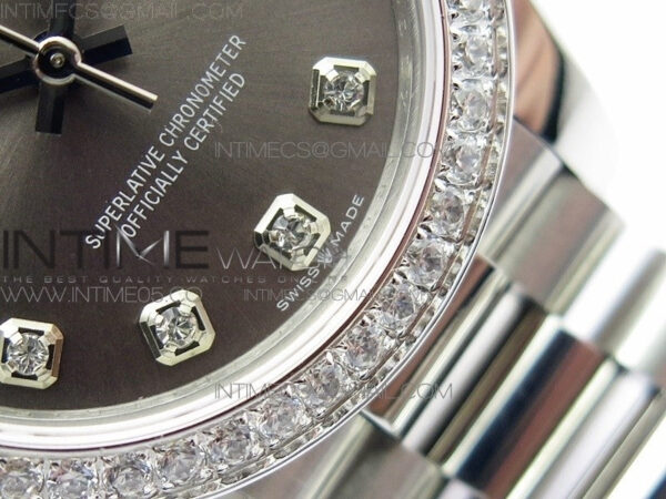 Datejust 31mm 278275 SS Crystal bezel BP Best Edition Gray Dial(@6 Crystal Marker) on SS President Bracelet – Bild 5