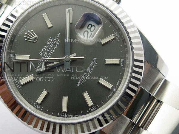 DateJust 41 126334 Clean 1:1 Best Edition 904L Steel Gray Stick Dial on Oyster Bracelet VR3235 – Bild 5
