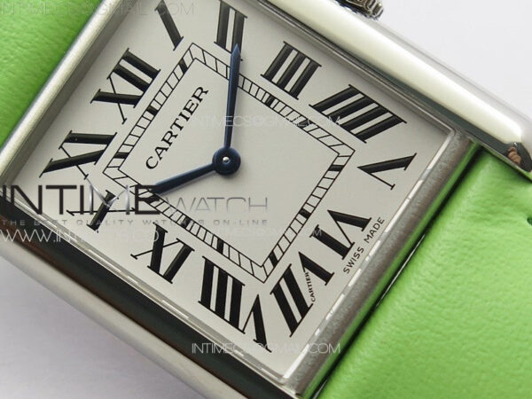 Tank Louis Ladies 25mm SS 8848F 1:1 Best Edition White Dial on Green Leather Strap Ronda Quartz – Bild 5