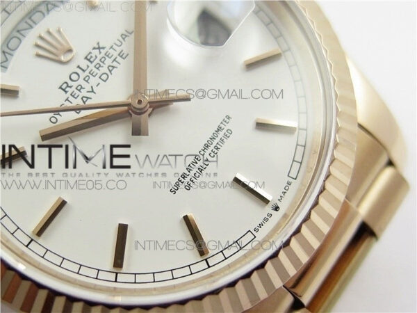 Day-Date 36 128239 RG BP Best Edition White Sticks Markers Dial on RG President Bracelet – Bild 5