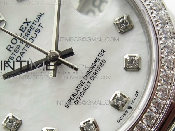 Datejust 31mm 278275 SS Crystal bezel BP Best Edition White Mop Dial(@6 Crystal Marker) on SS President Bracelet – Bild 5