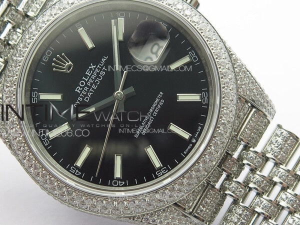 DateJust 41 126334 Full Paved Diamonds BP Best Edition Black Dial Stick Markers on Jubilee Bracelet A2824 – Bild 4