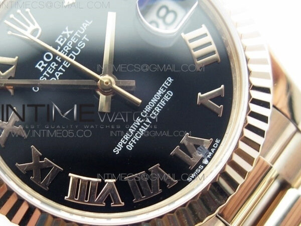Datejust 31mm 278275 RG BP Best Edition Black Roman Markers Dial @6 Dia on RG President Bracelet – Bild 5