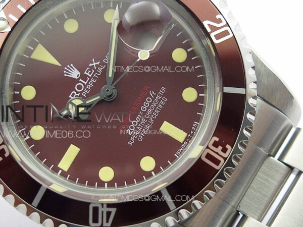 Vintage Submariner 1680 SS JKF Best Edition Tropical Red Dial on SS Bracelet A2836 – Bild 4
