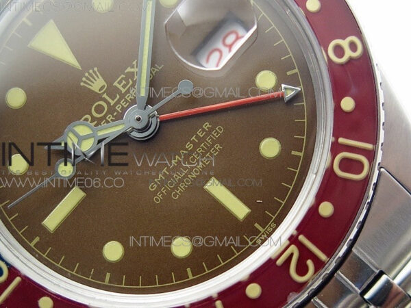 Vintage GMT Master 6542 Blue/Red Bezel B12 Tropical Brown Dial on SS Jubilee Bracelet A2836 – Bild 5