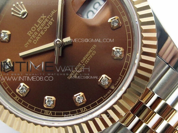 DateJust 41 126331 904L SS/RG GMF 1:1 Best Edition Rrown Dial Crystals Markers On Jubilee Bracelet VR3235 – Bild 5