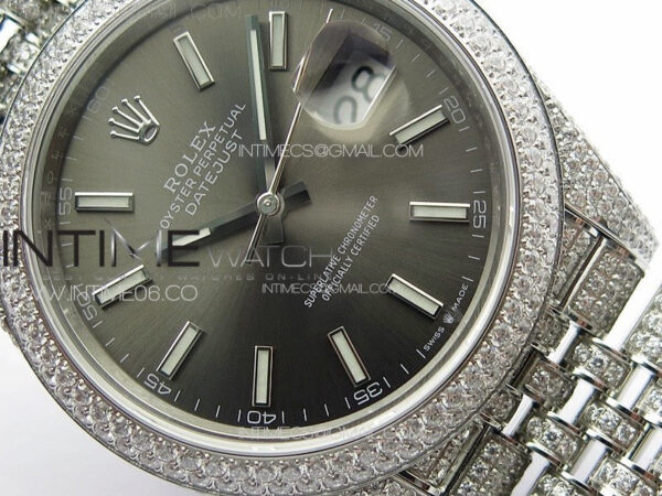 DateJust 41 126334 Full Paved Diamonds BP Best Edition Rhodium Dial Stick Markers on Jubilee Bracelet A2824 – Bild 5