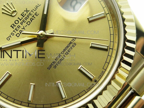 Day-Date 40mm 228239 BP New Dial Version 904 YG  Stick Markers YG Dial on YG President Bracelet A2836 – Bild 5