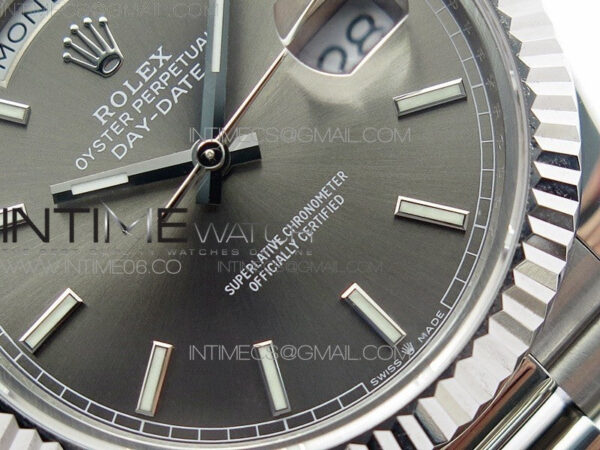 Day Date 40mm SS BP 1:1 Best Edition Gray Stick Dial on SS Bracelet A2836 – Bild 4