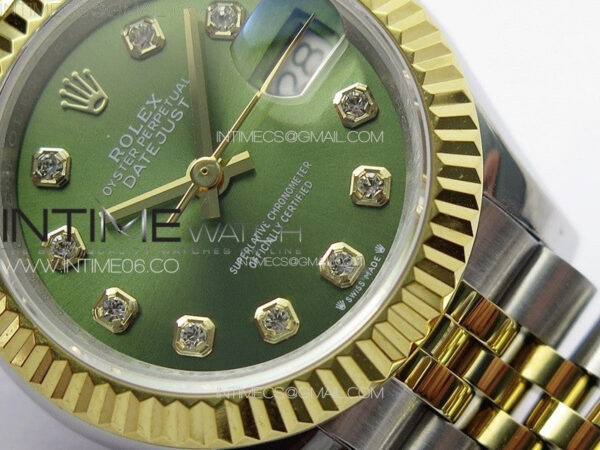 Datejust 28mm 279179 SS/YG APSF Best Edition Green Dial Crystals Markers on SS/YG Jubilee Bracelet NH05 – Bild 5