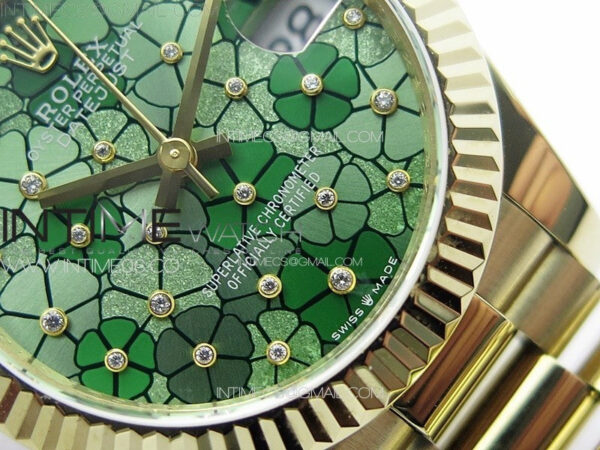 DateJust 31mm 278274 YG GMF Best Edition Green Flowers Crystals Dial on YG President Bracelet A2824 – Bild 6