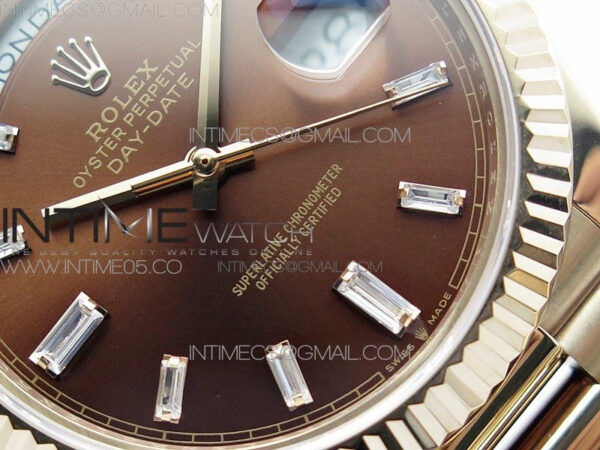 Day-Date 40mm 228239 BP New Dial Version 904 RG Brown T Crystal Markers Dial on RG President Bracelet A2836 – Bild 5