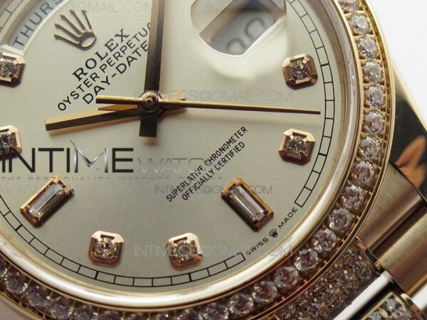 Day-Date 36 128235 RG/Crystal BP Best Edition Silver Crystal Marker Dial on RG President Bracelet A2836 – Bild 5