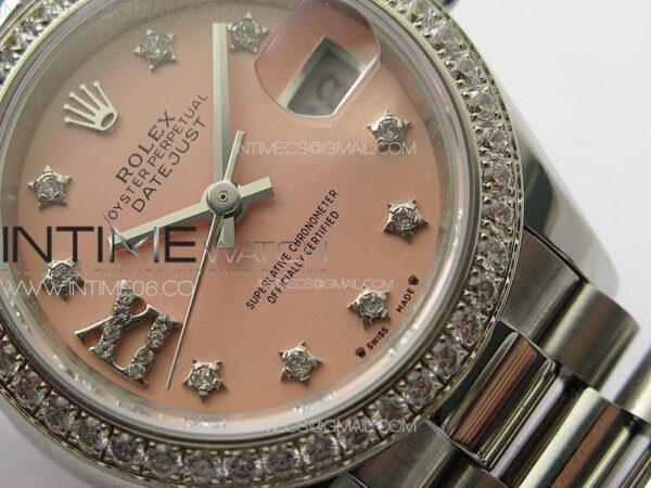 Datejust 28mm 279179 SS/Crystals APSF Best Edition Pink Dial Stars Crystals Markers on SS President Bracelet NH05 – Bild 5