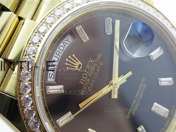 Day-Date 40 YG BP 1:1 Best 228239 Black Diamond Sticks Dial Diamond Bezel on SS Bracelet – Bild 5