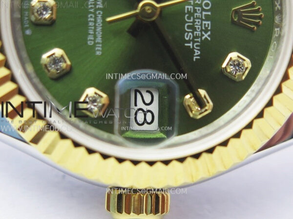 Datejust 28mm 279173 SS/YG APSF Best Edition Green Dial Crystals Markers on Jubilee Bracelet NH05 – Bild 5
