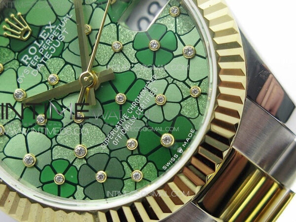 DateJust 31mm 278274 904L SS/YG GMF Best Edition Green Flowers Crystals Dial on 904L SS/YG Oyster Bracelet A2824 – Bild 5