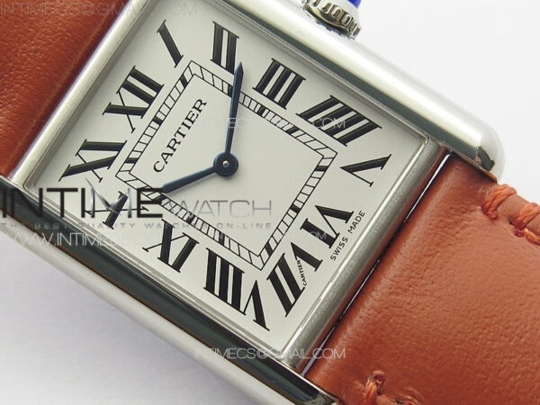 Tank Louis Ladies 25mm SS 8848F 1:1 Best Edition White Dial on Orange Leather Strap Ronda Quartz – Bild 5