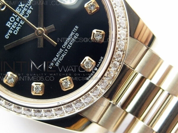 Datejust 31mm 278275 RG Dia Bezel BP Best Edition Black Crystal Markers Dial on RG President Bracelet – Bild 5