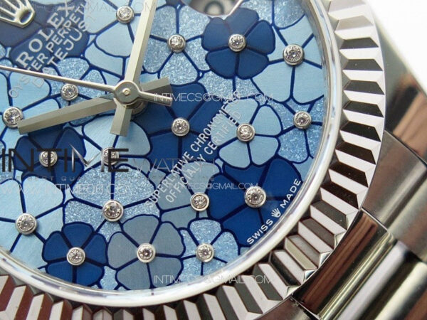 DateJust 31mm 278274 904L SS GMF Best Edition Blue Flowers Crystals Dial on 904L President Bracelet A2824 – Bild 5