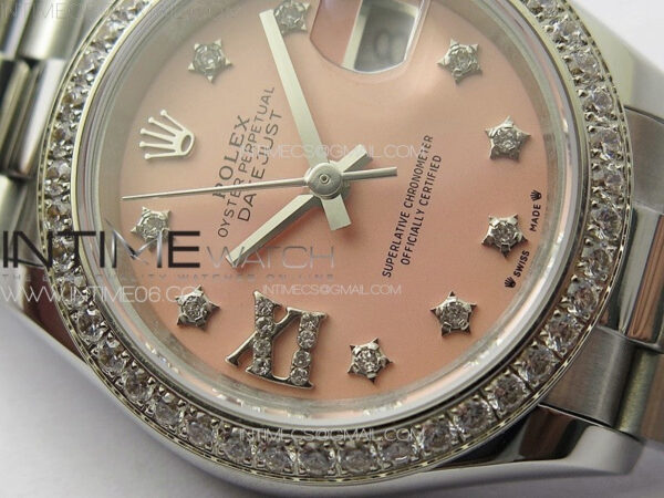Datejust 28mm 279179 SS/Crystals APSF Best Edition Pink Dial Stars Crystals Markers on SS President Bracelet NH05 – Bild 6