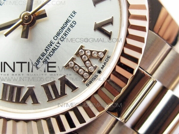 Datejust 31mm 278275 RG BP Best Edition Silver Roman Markers Dial @6 Dia on RG President Bracelet – Bild 6