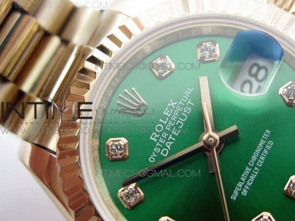 DateJust 28mm RG Diamond Bezel BP Best Edition Green Dial on RG Bracelet ETA2671 – Bild 6