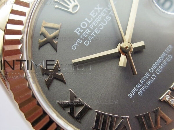 Datejust 31mm 278275 RG BP Best Edition Gray Roman Markers Dial @6 Dia on RG President Bracelet – Bild 6
