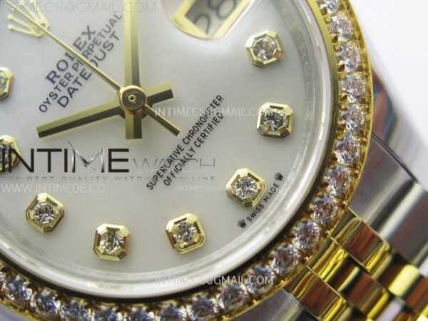Datejust 28mm 279173 Crystals Bezel SS/YG APSF Best Edition Green Dial Crystals Markers on Jubilee Bracelet NH05 – Bild 6