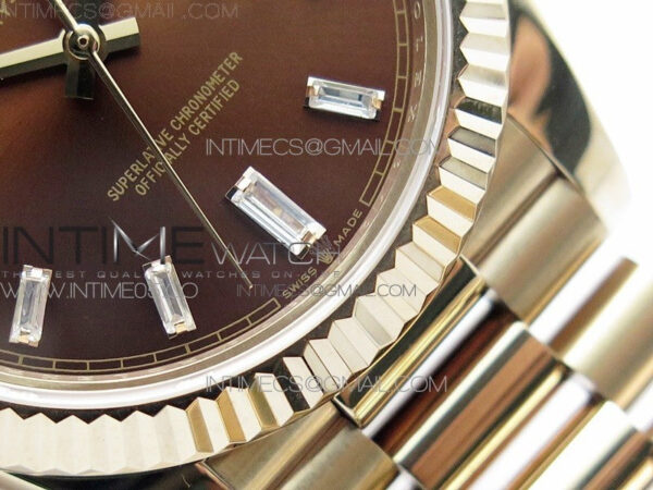 Day-Date 40mm 228239 BP New Dial Version 904 RG Brown T Crystal Markers Dial on RG President Bracelet A2836 – Bild 6