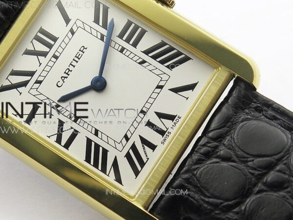 Tank Solo Ladies 28mm YG K11F 1:1 Best Edition White Dial on Black Coroc Leather Strap Ronda Quartz – Bild 6