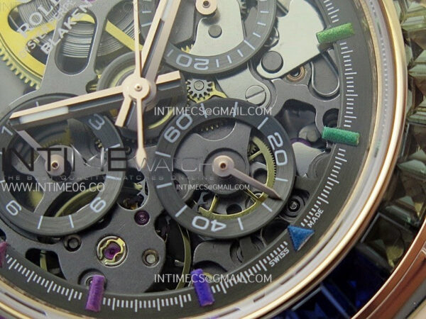 Blacken Daytona RG Rainbow Bezel GETF Best Edition Skeleton Dial on Rubber Strap SA4130 – Bild 6