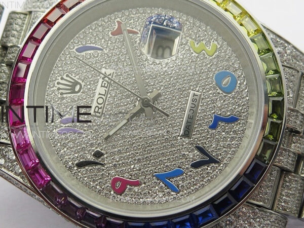 DateJust 41 126300 Full Paved Diamonds Rainbow 904 GSF Best Edition Diamonds Dial Arabic Markers on Jubilee Bracelet VR3235 – Bild 6