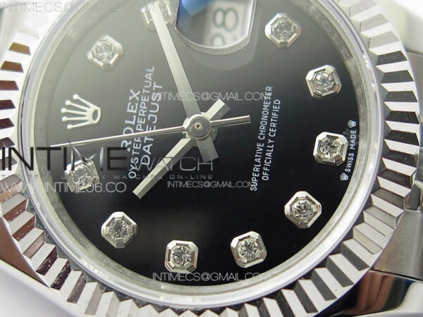 Datejust 28mm 279179 SS APSF Best Edition Black Dial Crystals Markers on SS Jubilee Bracelet NH05 – Bild 6