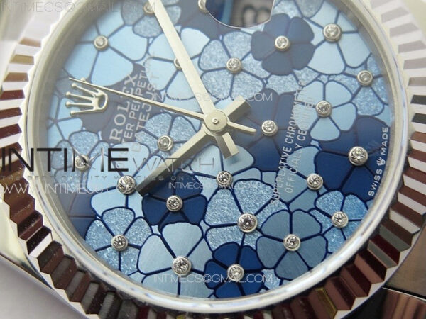 DateJust 31mm 278274 904L SS GMF Best Edition Blue Flowers Crystals Dial on 904L Oyster Bracelet A2824 – Bild 6