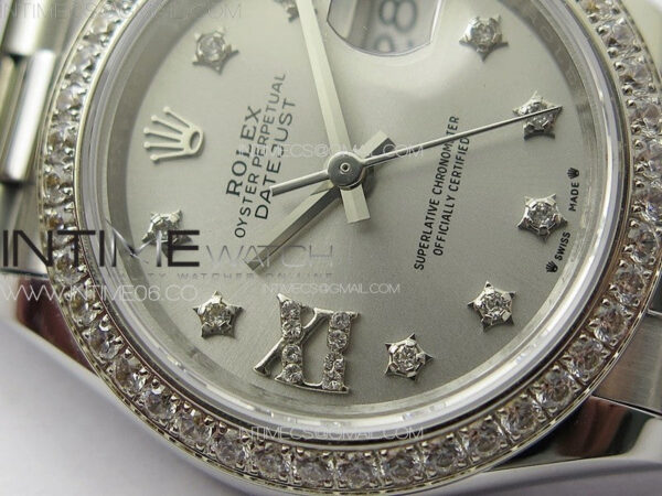 Datejust 28mm 279179 SS/Crystals APSF Best Edition Silver Dial Stars Crystals Markers on SS President Bracelet NH05 – Bild 6