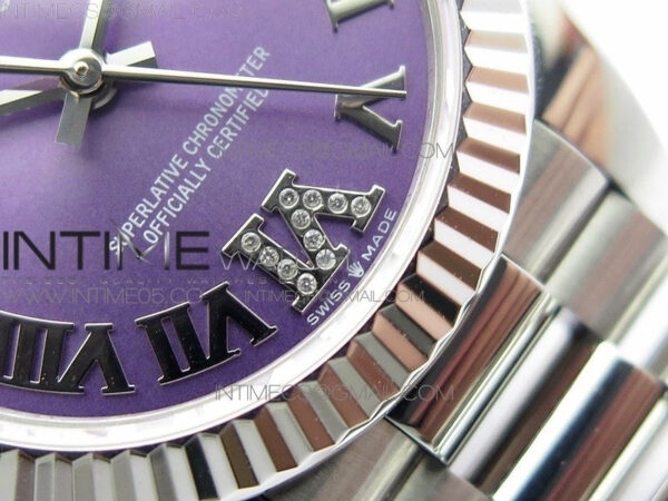 Datejust 31mm 278275 SS BP Best Edition Purple Roman Markers Dial(@6 Crystal Makrer) on SS President Bracelet – Bild 6