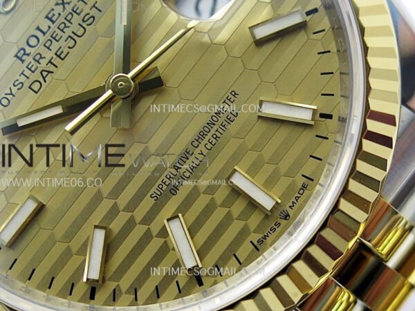 DateJust 36 SS 126233 904L SS/YG VSF 1:1 Best Edition Gold Fluted Dial Sticks Markers on Jubilee Bracelet VS3235 – Bild 6