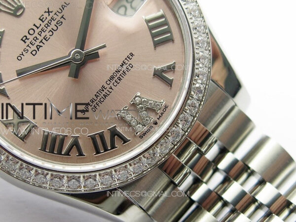 DateJust 31mm 178271 SS Crystal Bezel APSF Best Edition Pink Dial Roman Markers on Jubilee Bracelet A2824 – Bild 6