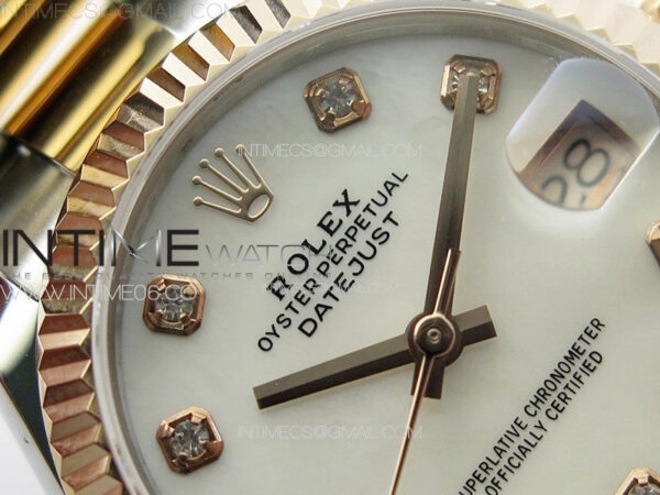 DateJust 31mm 72610 SS/RG APSF Best Edition White MOP Dial Crystals Markers on Oyster Bracelet A2824 – Bild 6